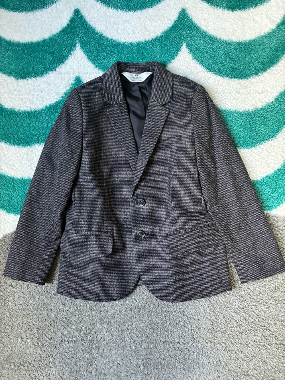 H&M Boys Checked Woven Suit (Grey/Black) Size 6 - Picture 2 of 13